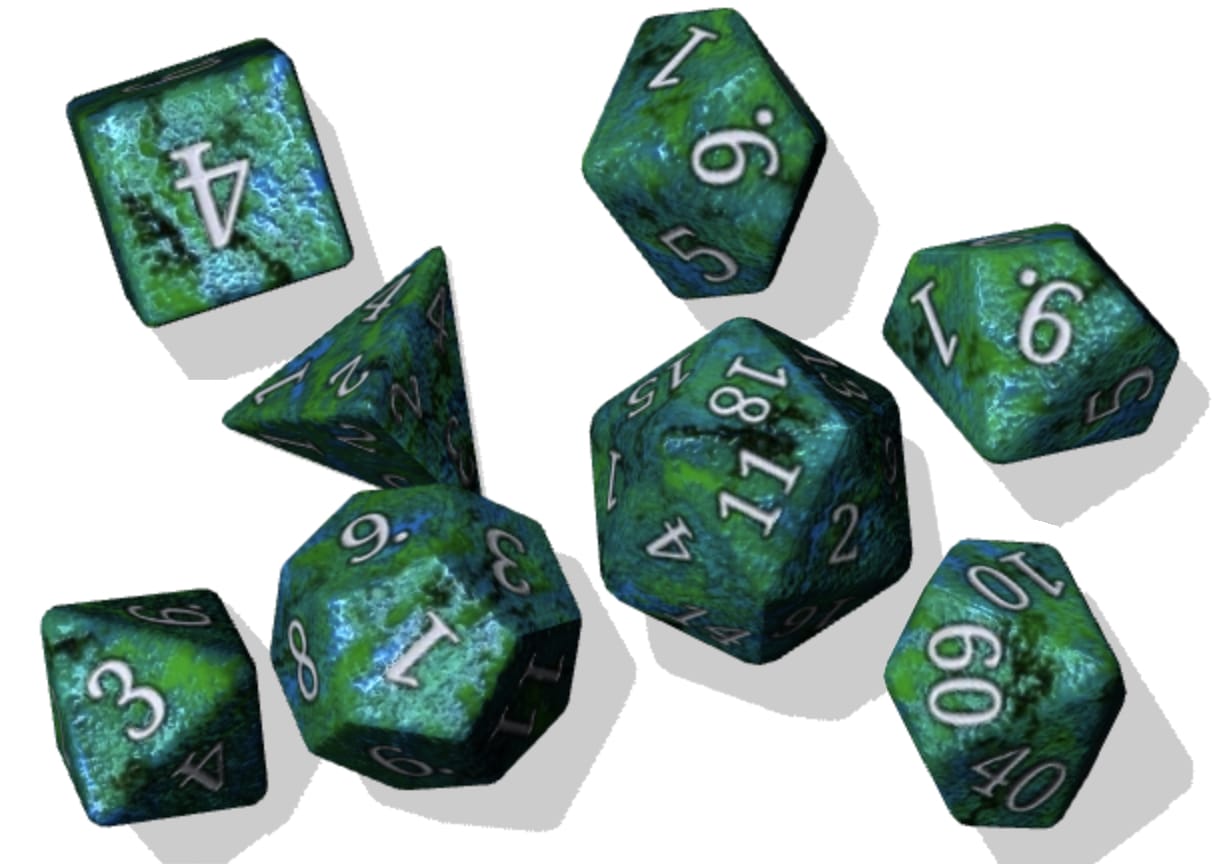 blue green metal dice screenshot